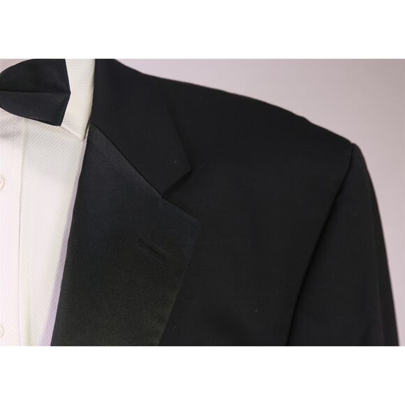 Calvin Klein Black 2-Btn Formal Tuxedo Blazer Jacket Wool 46L - Picture 4 of 8